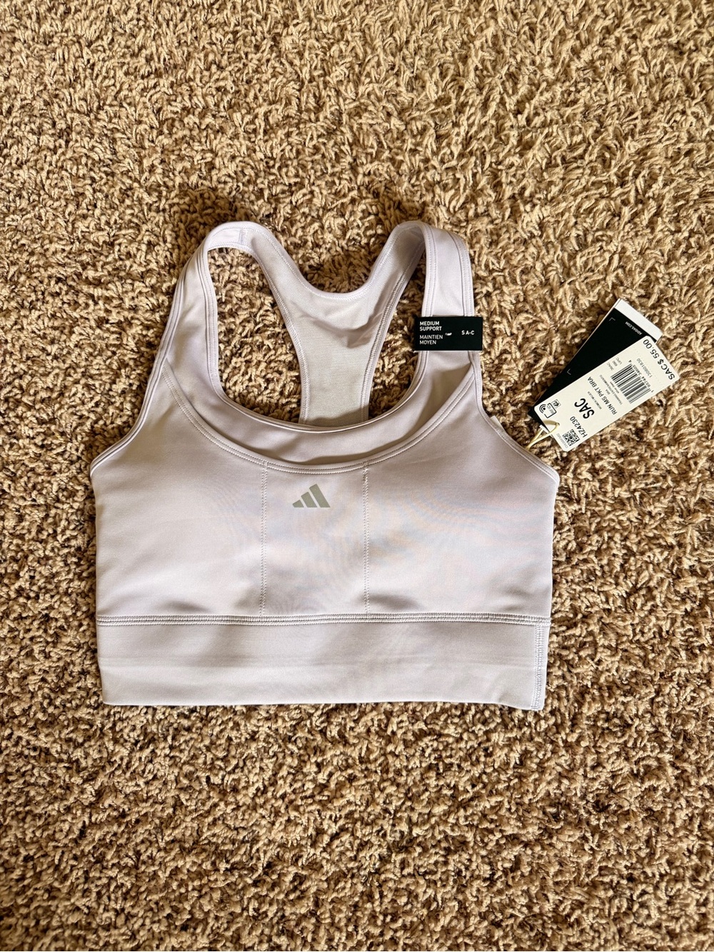 adidas Lavender Racerback Medium-Support Sports Bra